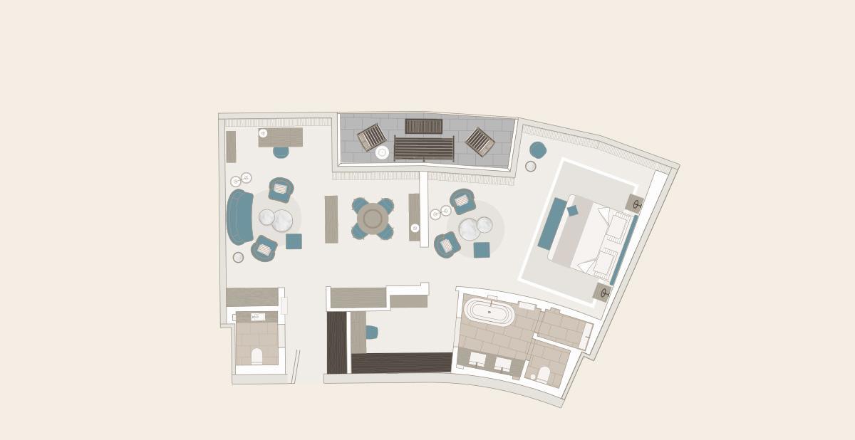 The Fontenay Hamburg Room photo Floorplan of a typical suite